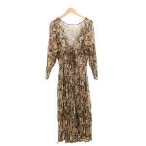 Vintage Lew Magram Floral Cinched Waist Sheer Maxi Dress Size‎ M Cottagecore